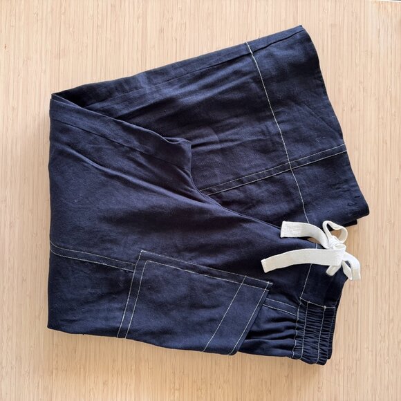 Maeve Black Wide Leg Pants with White Stitching - Picture 5 of 6